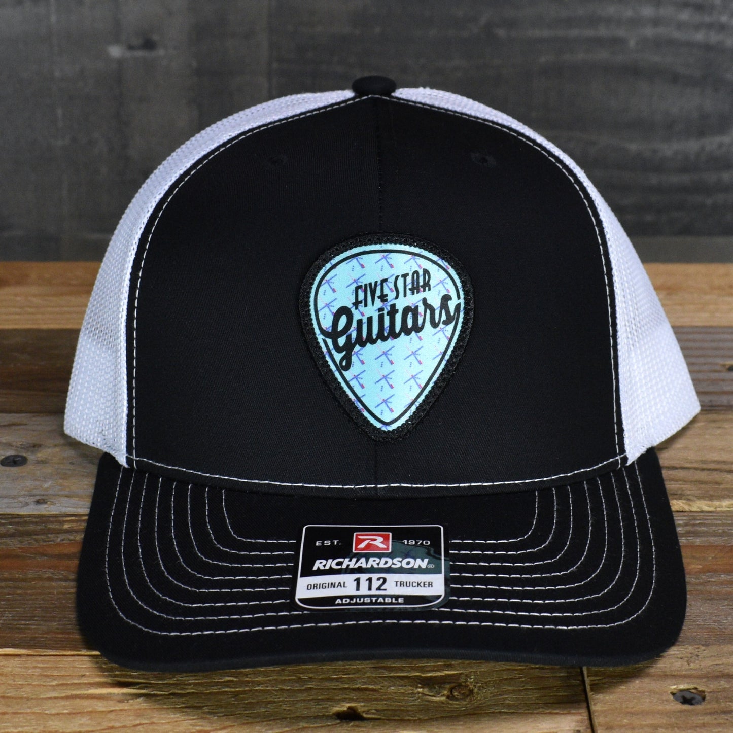 Five Star Guitars Snapback Trucker Cap - Black/White with PDX Carpet Patch