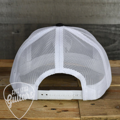 Five Star Guitars Snapback Trucker Cap - Black/White with White Pick Logo