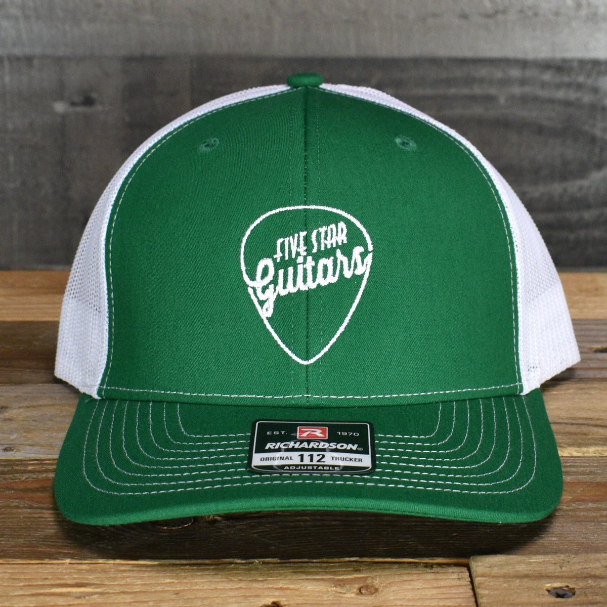 Five Star Guitars Snapback Trucker Cap -  Kelly/White with White Pick Logo
