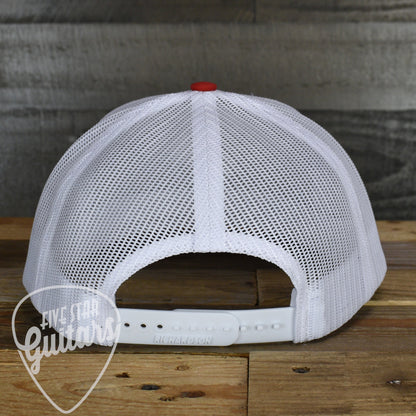 Five Star Guitars Snapback Trucker Cap -  Navy/ White/ Red with White Pick Logo