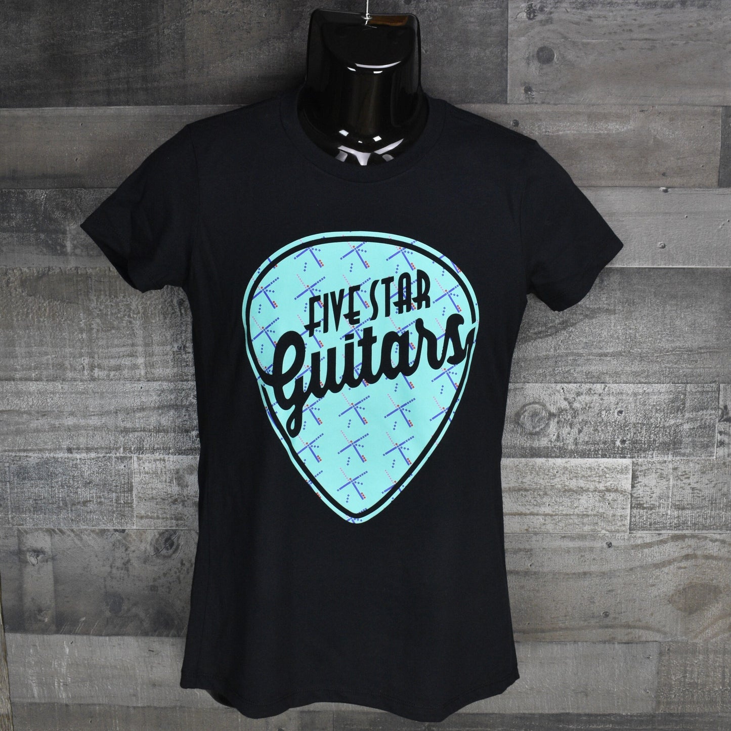 Five Star Guitars Women's Shirt - PDX Carpet Logo on Black - XL