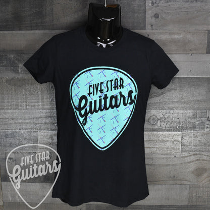 Five Star Guitars Women's Shirt - PDX Carpet Logo on Black - XL