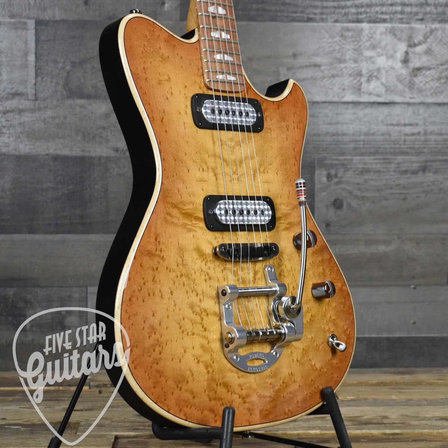Five Star Select Powers Electric A Type Select Birdseye Maple Top - CamTail - Pale Ale with Powers Electric Gigbag