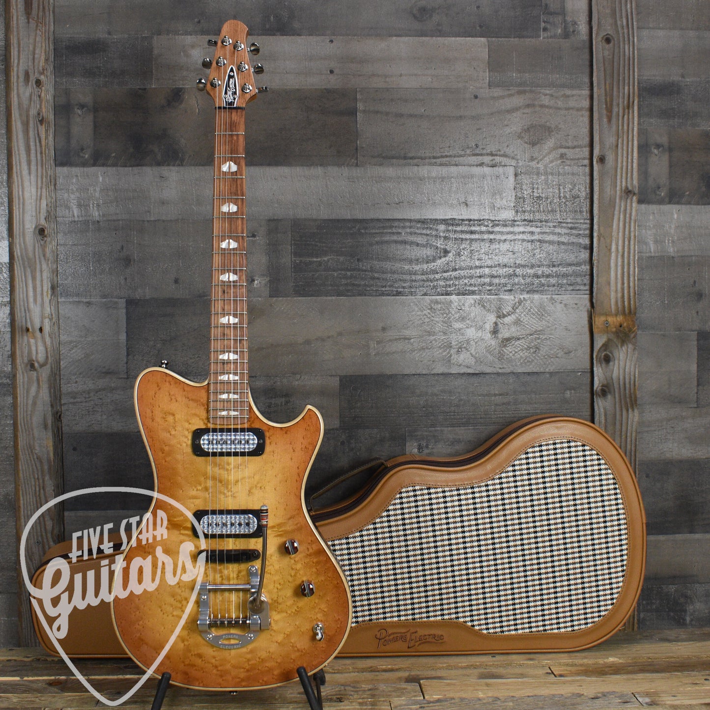Five Star Select Powers Electric A Type Select Birdseye Maple Top - CamTail - Pale Ale with Powers Electric Gigbag