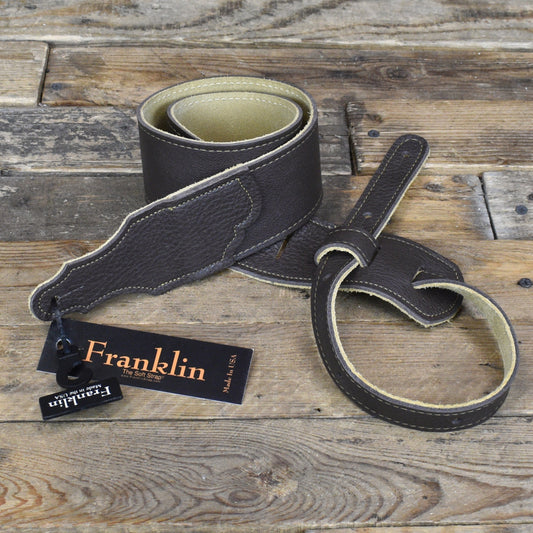 Franklin 2.5" Chocolate Leather/Gold Stitching Guitar Strap