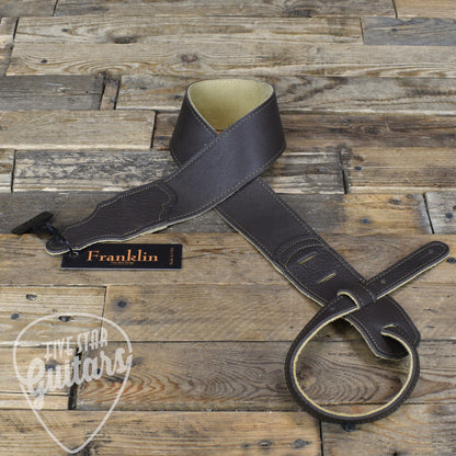 Franklin 2.5" Chocolate Leather/Gold Stitching Guitar Strap