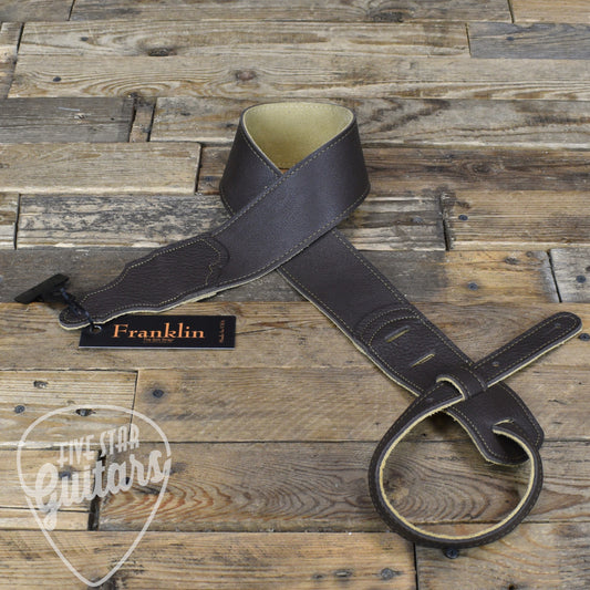 Franklin 2.5" Chocolate Leather/Gold Stitching Guitar Strap