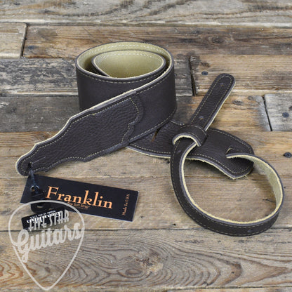 Franklin 2.5" Chocolate Leather/Gold Stitching Guitar Strap