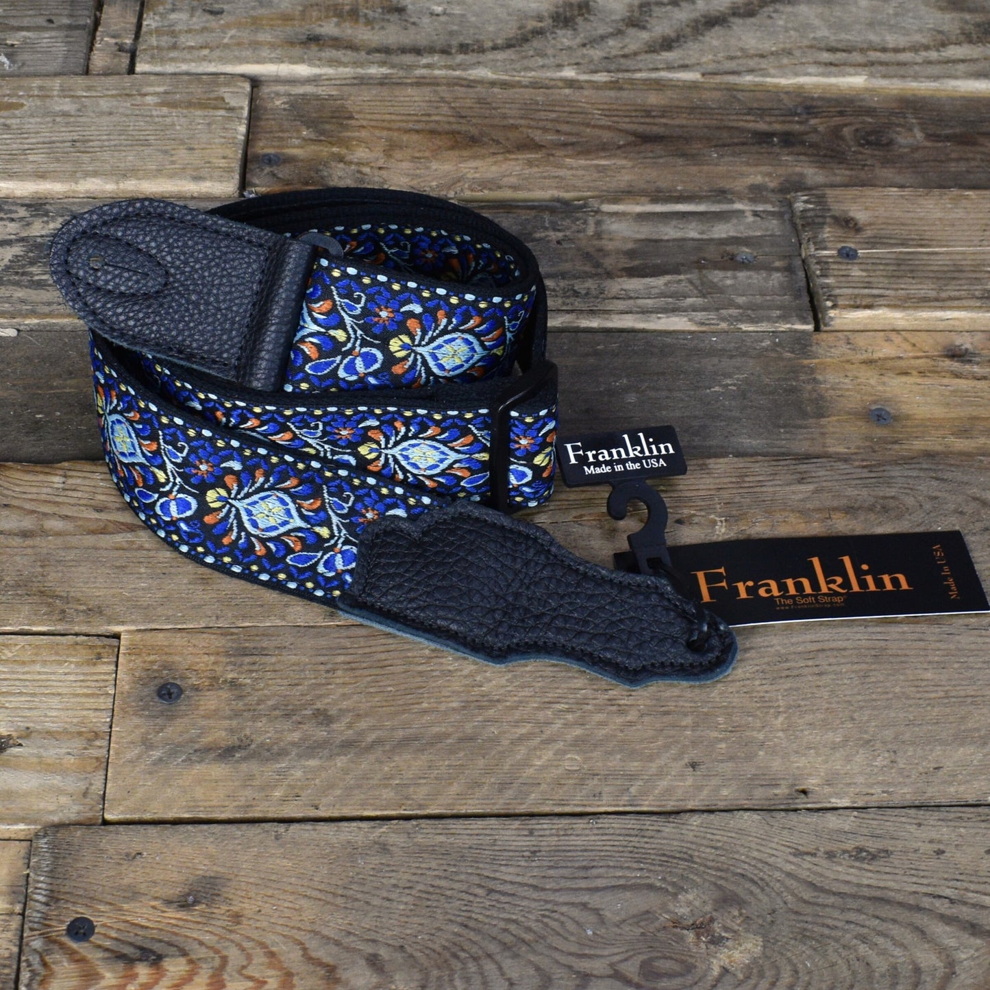 Franklin 2" Retro Folk Weave Guitar Strap - Orange/Blue
