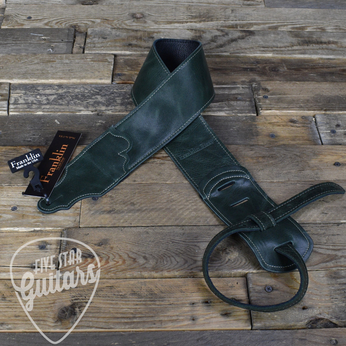 Franklin 3" Jackson Hole Aged Leather Guitar Strap - Emerald