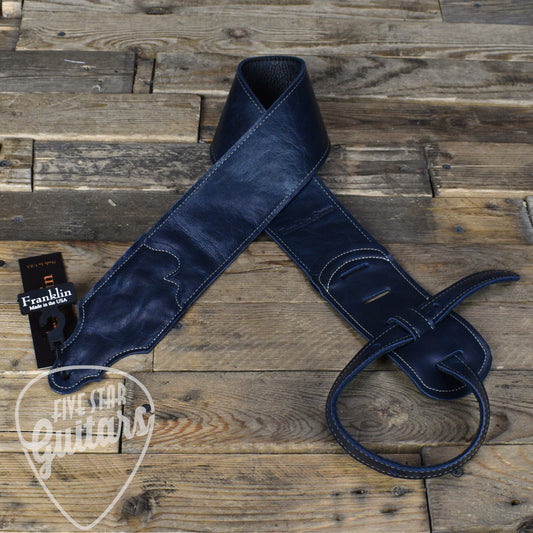 Franklin 3" Jackson Hole Aged Leather Guitar Strap - Navy Blue