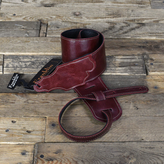 Franklin 3" Jackson Hole Aged Leather Guitar Strap - OxBlood
