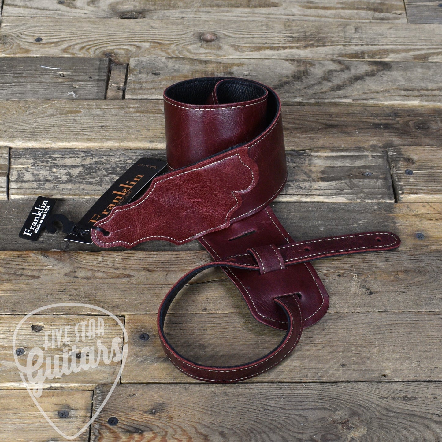 Franklin 3" Jackson Hole Aged Leather Guitar Strap - OxBlood