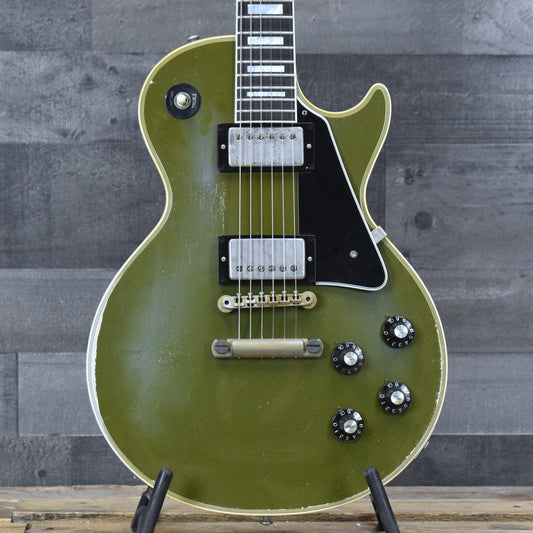 Gibson Custom 68 Les Paul Custom - Olive Drab Top with Black Back Heavy Aged with Hardshell Case