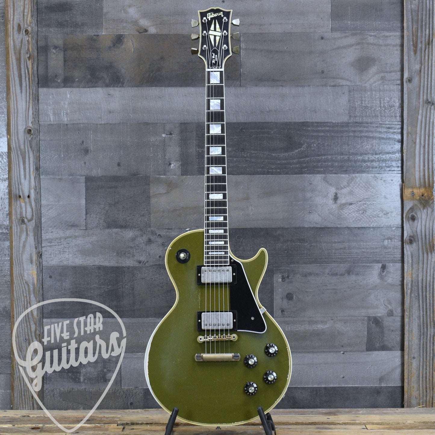 Gibson Custom 68 Les Paul Custom - Olive Drab Top with Black Back Heavy Aged with Hardshell Case