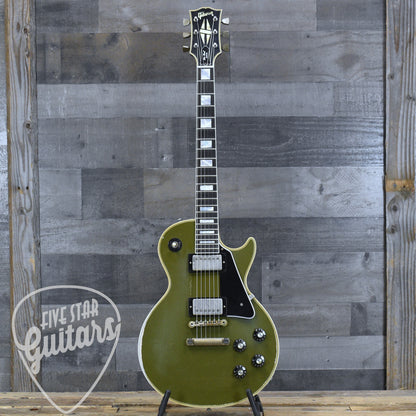 Gibson Custom 68 Les Paul Custom - Olive Drab Top with Black Back Heavy Aged with Hardshell Case