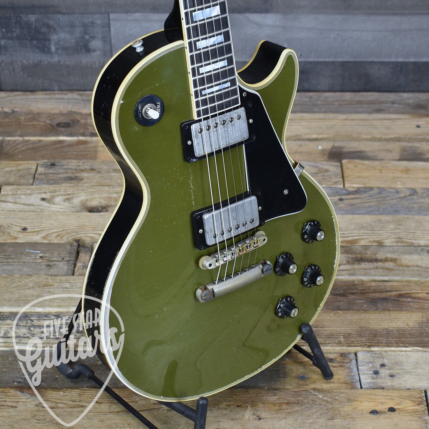 Gibson Custom 68 Les Paul Custom - Olive Drab Top with Black Back Heavy Aged with Hardshell Case