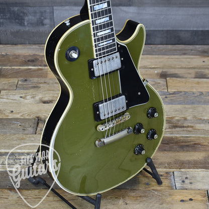 Gibson Custom 68 Les Paul Custom - Olive Drab Top with Black Back Heavy Aged with Hardshell Case