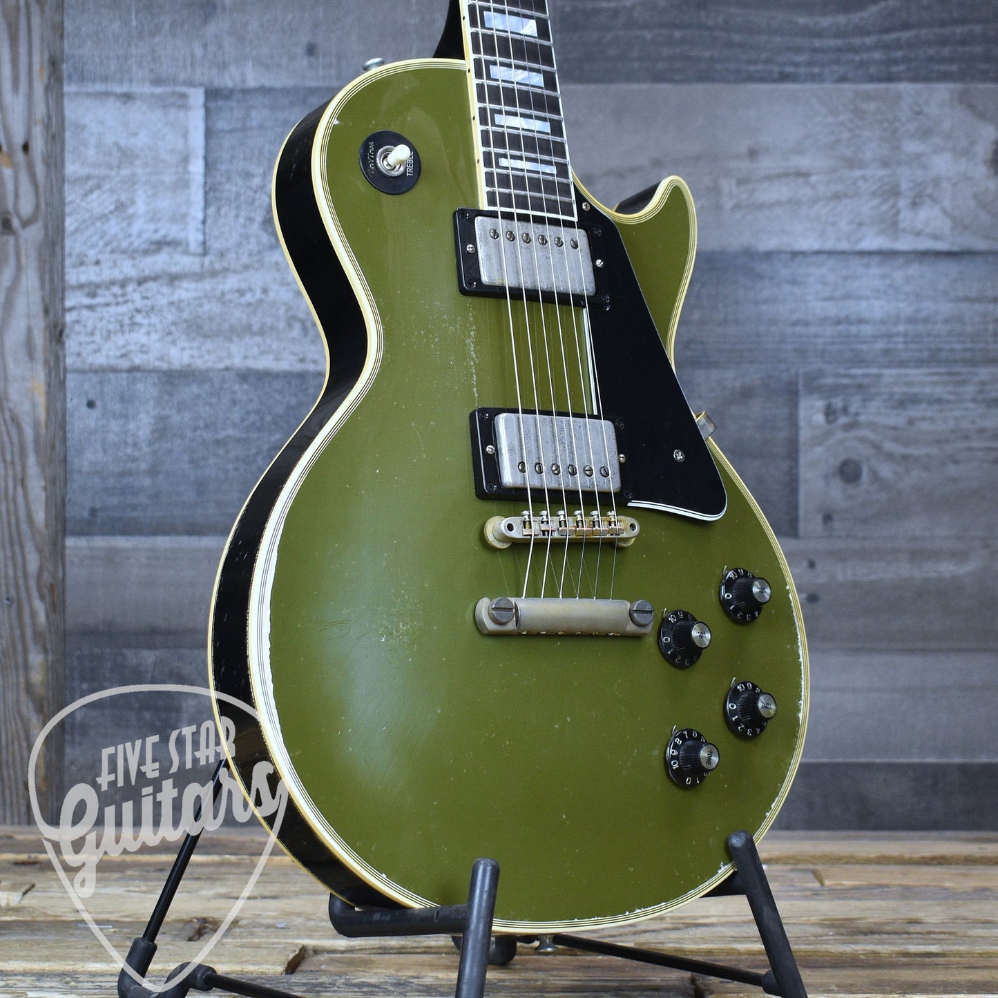 Gibson Custom 68 Les Paul Custom - Olive Drab Top with Black Back Heavy Aged with Hardshell Case