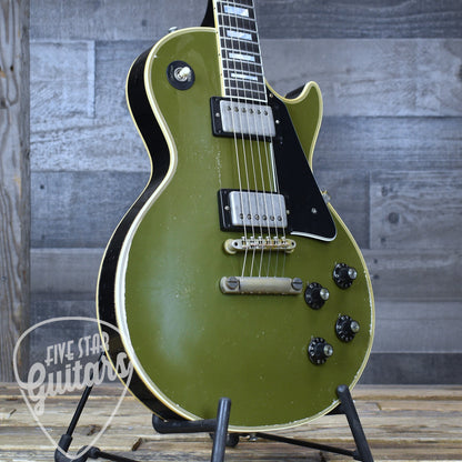 Gibson Custom 68 Les Paul Custom - Olive Drab Top with Black Back Heavy Aged with Hardshell Case
