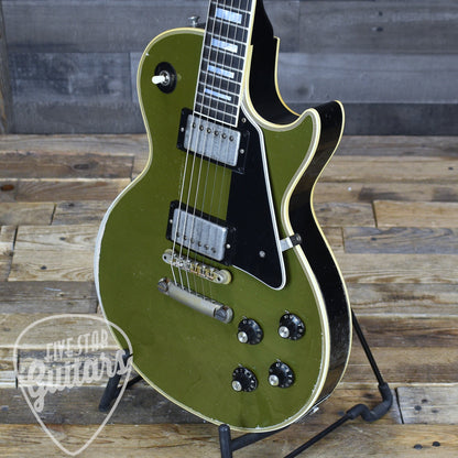 Gibson Custom 68 Les Paul Custom - Olive Drab Top with Black Back Heavy Aged with Hardshell Case