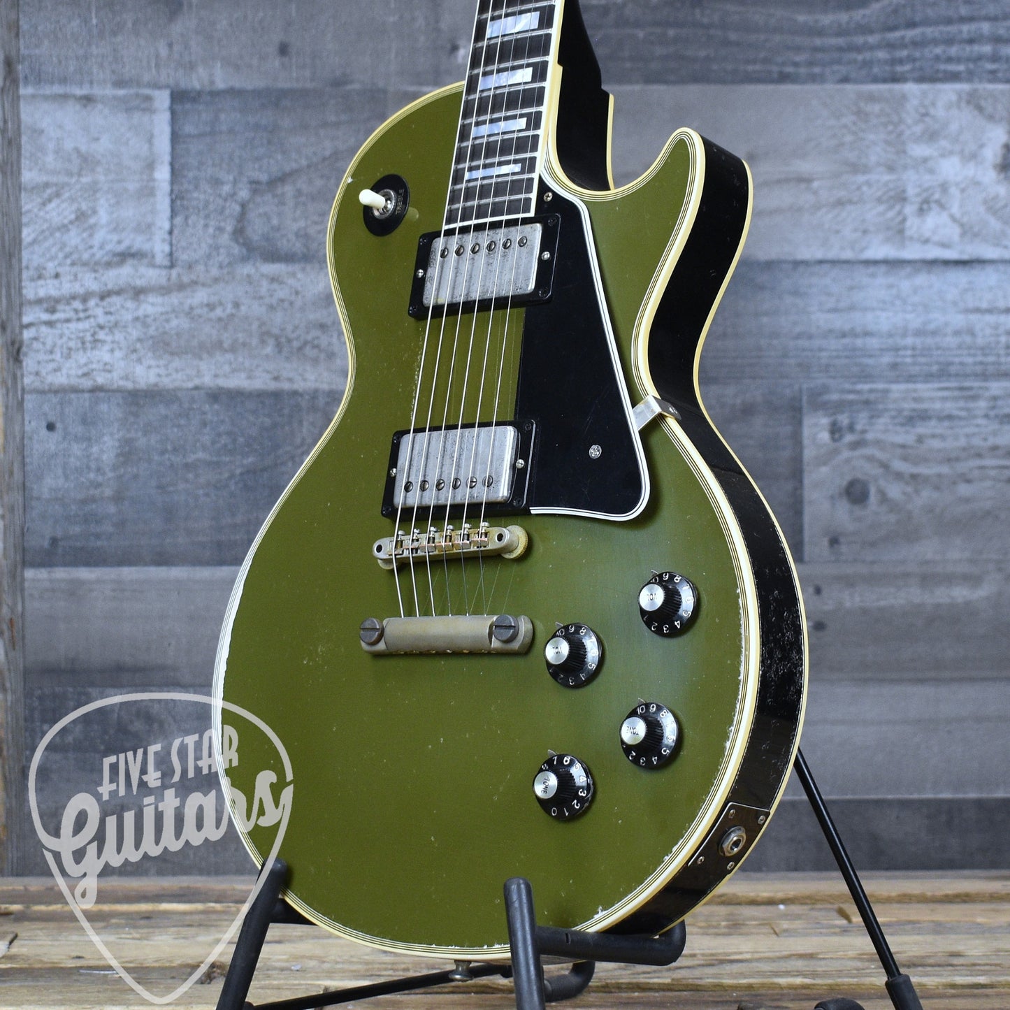 Gibson Custom 68 Les Paul Custom - Olive Drab Top with Black Back Heavy Aged with Hardshell Case