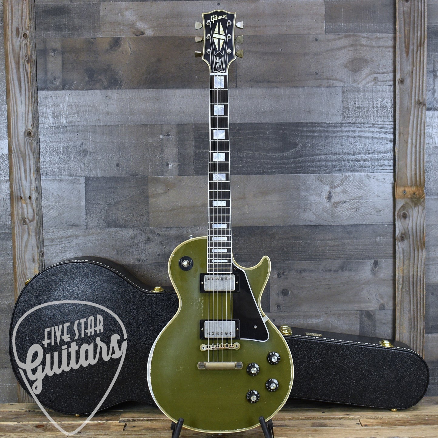 Gibson Custom 68 Les Paul Custom - Olive Drab Top with Black Back Heavy Aged with Hardshell Case