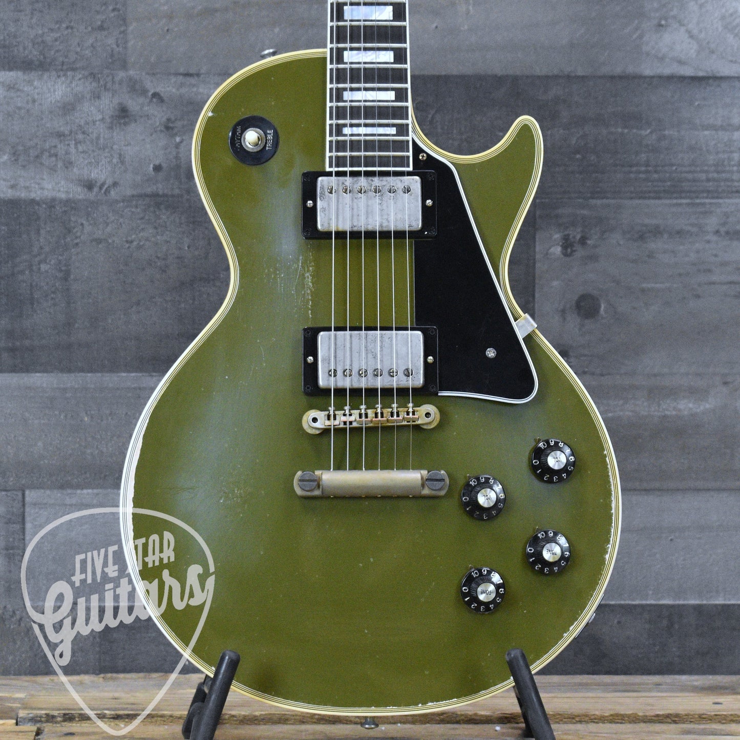 Gibson Custom 68 Les Paul Custom - Olive Drab Top with Black Back Heavy Aged with Hardshell Case