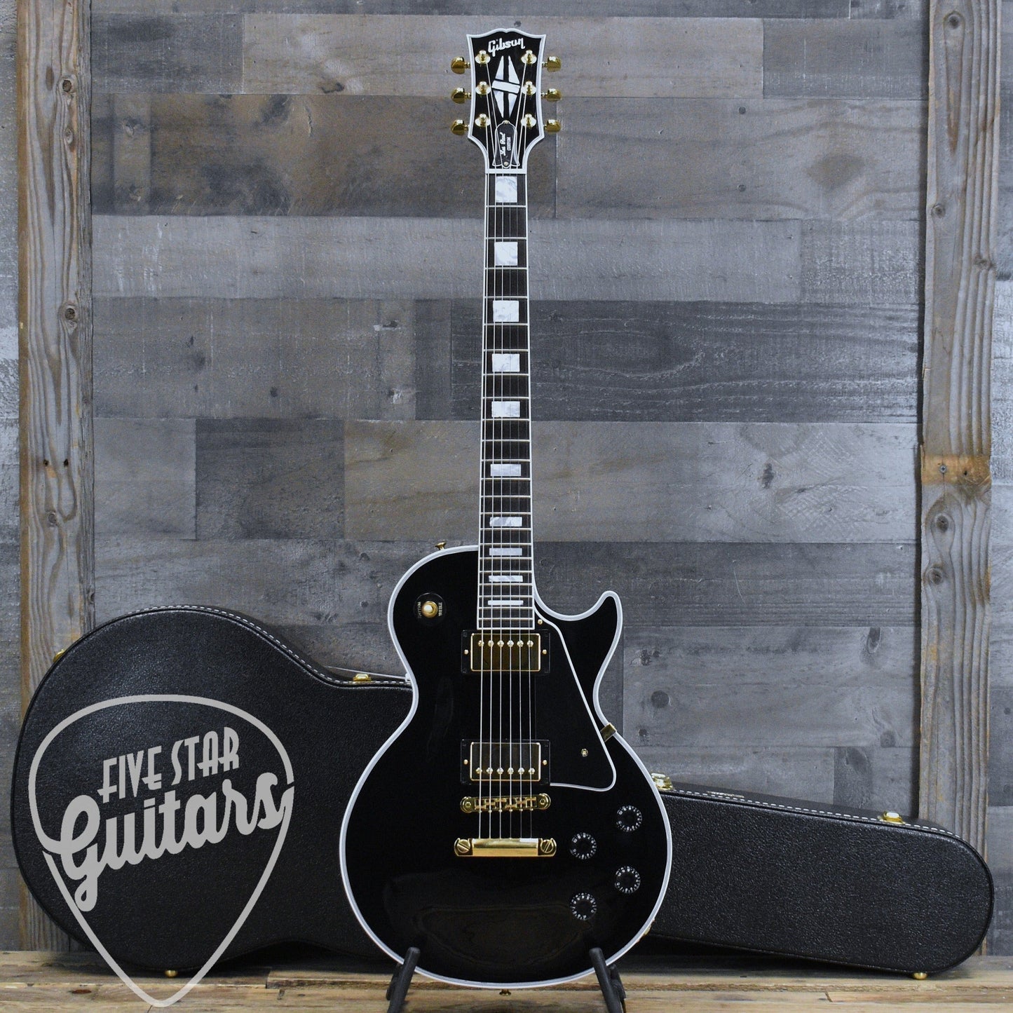 Gibson Les Paul Custom Long Scale - Ebony with Hardshell Case