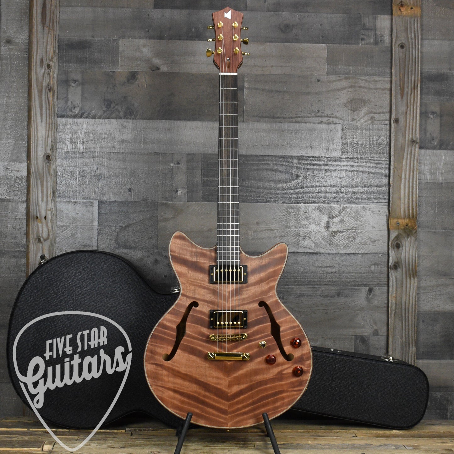 Lambdin Morello Coastal Semi-Hollow Archtop - Northern California Redwood with Hard Case