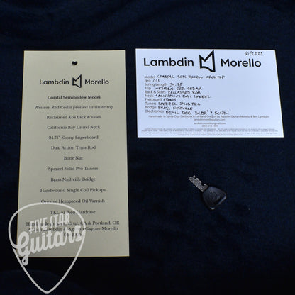 Lambdin Morello Coastal Semi-Hollow Archtop - Western Red Cedar with Hard Shell Case