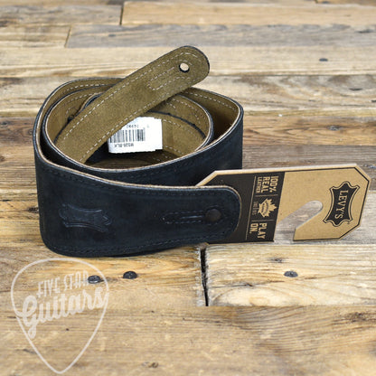 Levy's 2.5" Black Suede Guitar Strap With Suede Backing. Adjustable - 38" To 51"