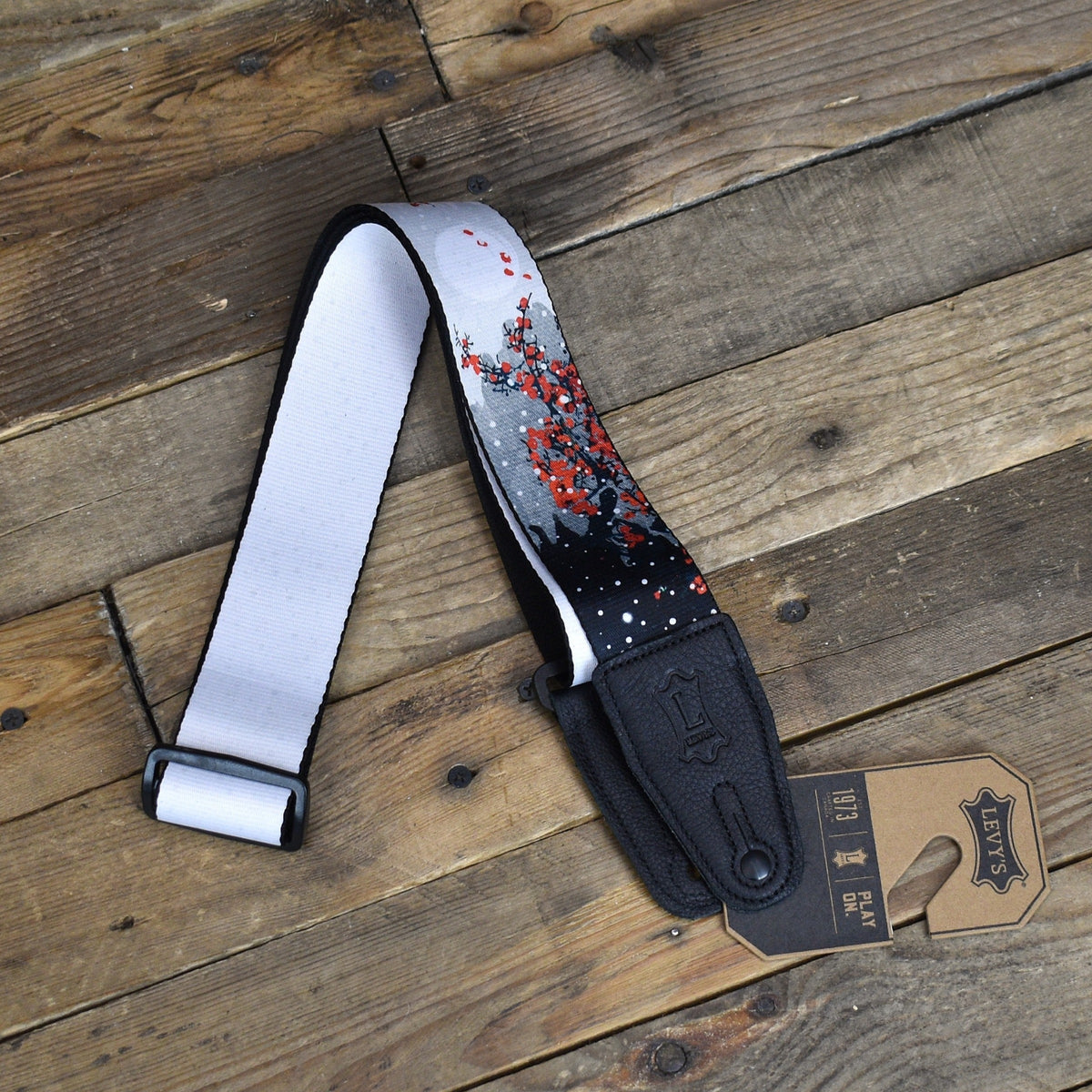 Levy's 2" Nature Series Strap: Cherry Blossoms and Snow Motif