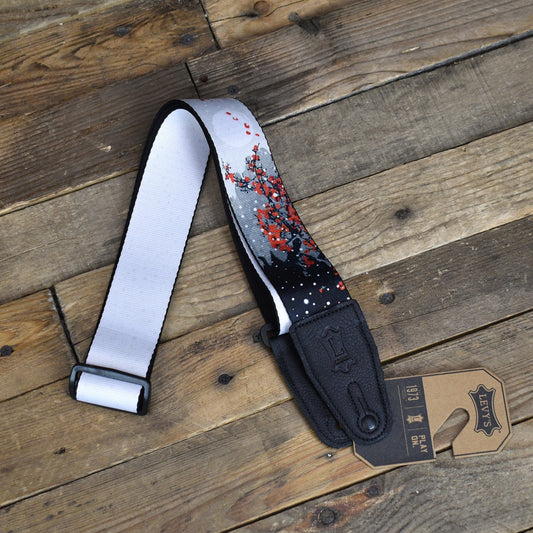 Levy's 2" Nature Series Strap: Cherry Blossoms and Snow Motif