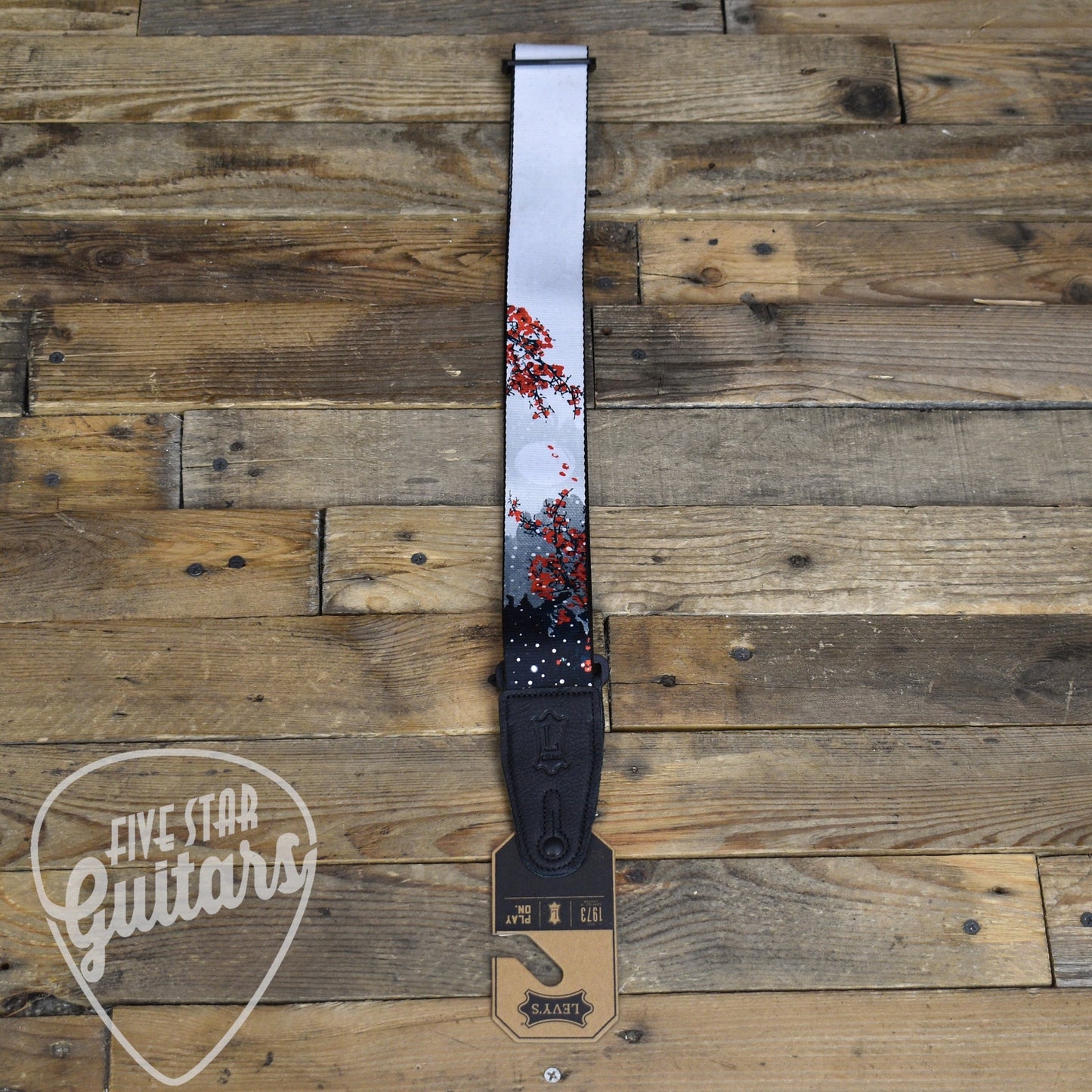 Levy's 2" Nature Series Strap: Cherry Blossoms and Snow Motif