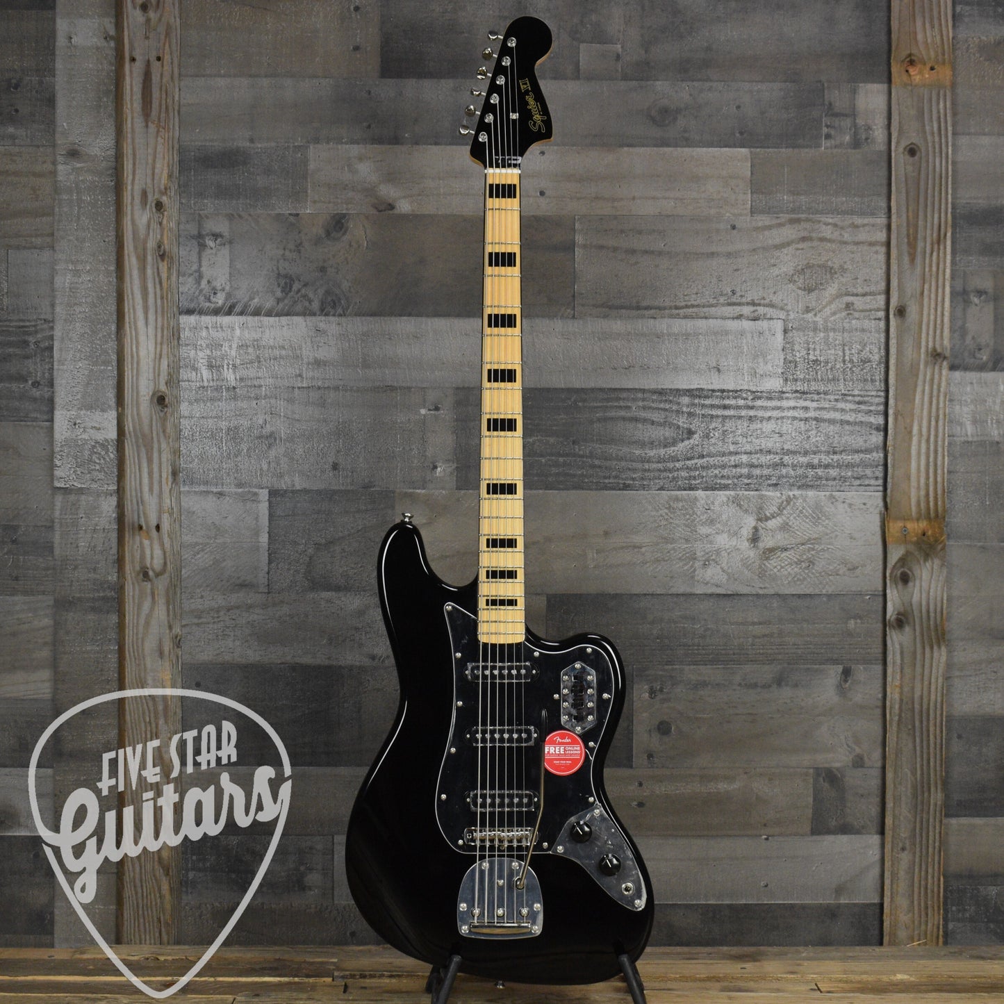 Limited Edition Squier Classic Vibe Bass VI Maple Fingerboard Black Pickguard Matching Headstock - Black