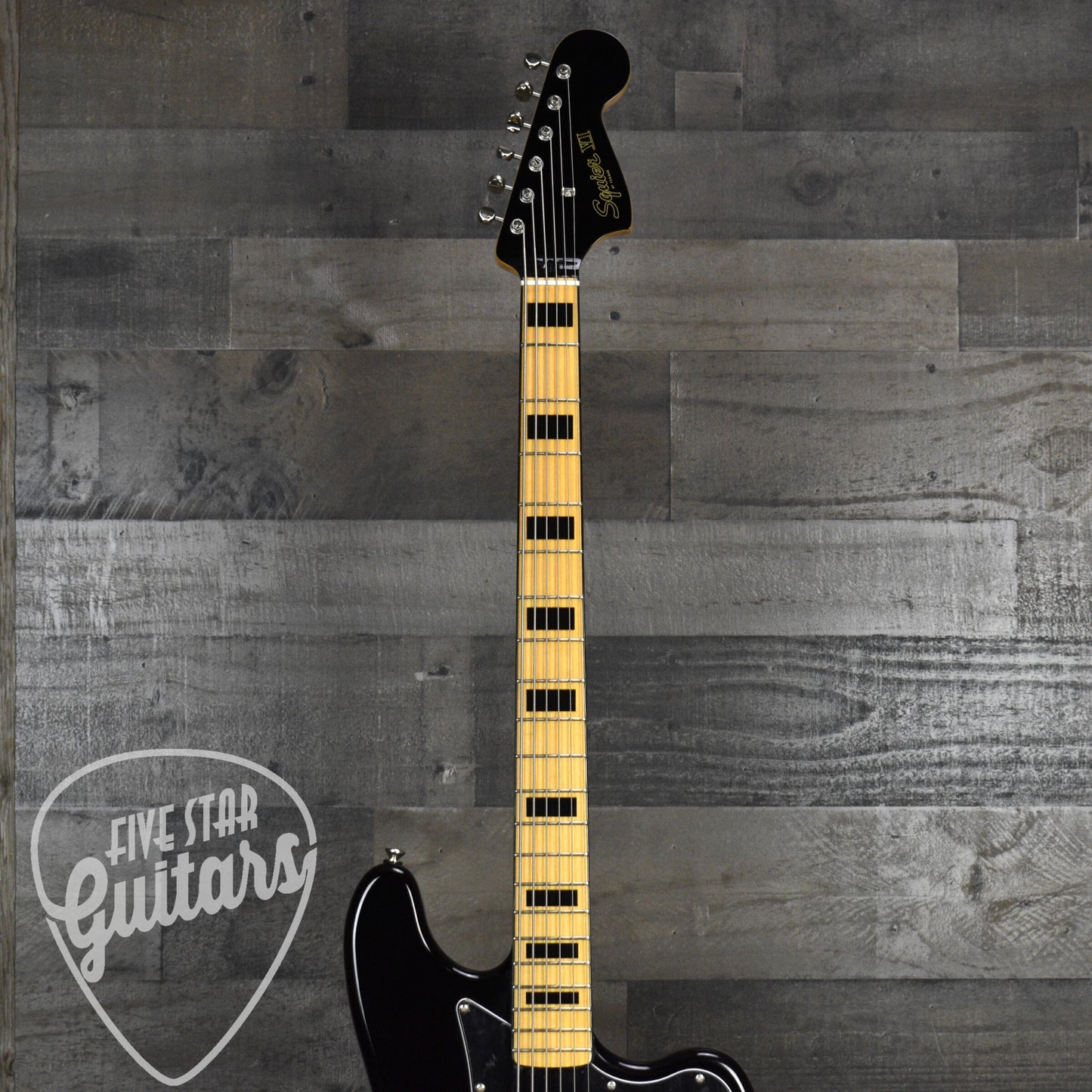 Limited Edition Squier Classic Vibe Bass VI Maple Fingerboard Black Pickguard Matching Headstock - Black