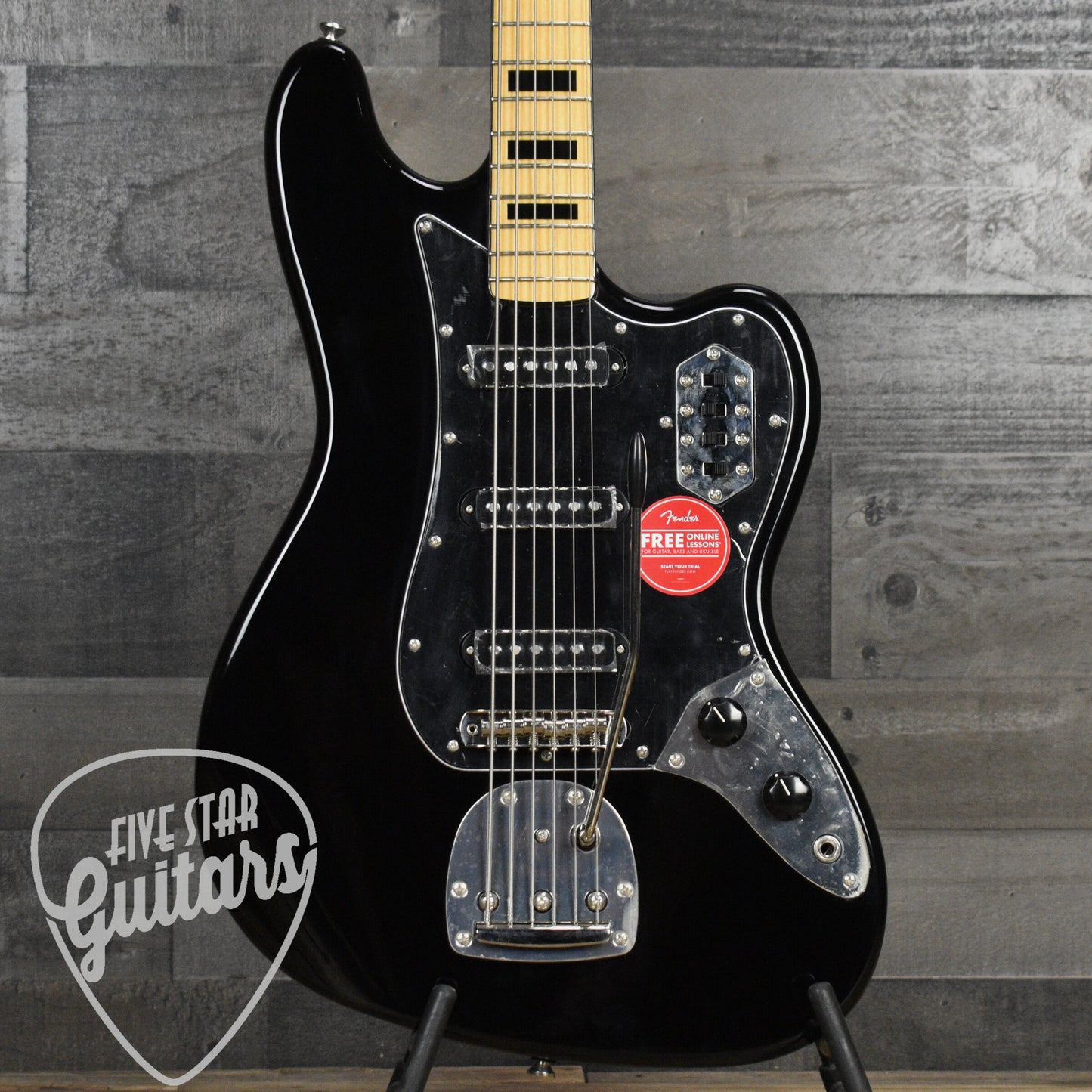 Limited Edition Squier Classic Vibe Bass VI Maple Fingerboard Black Pickguard Matching Headstock - Black