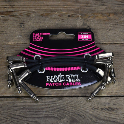 Ernie Ball Flat Ribbon Patch Cables - 3'' (3 Pack)
