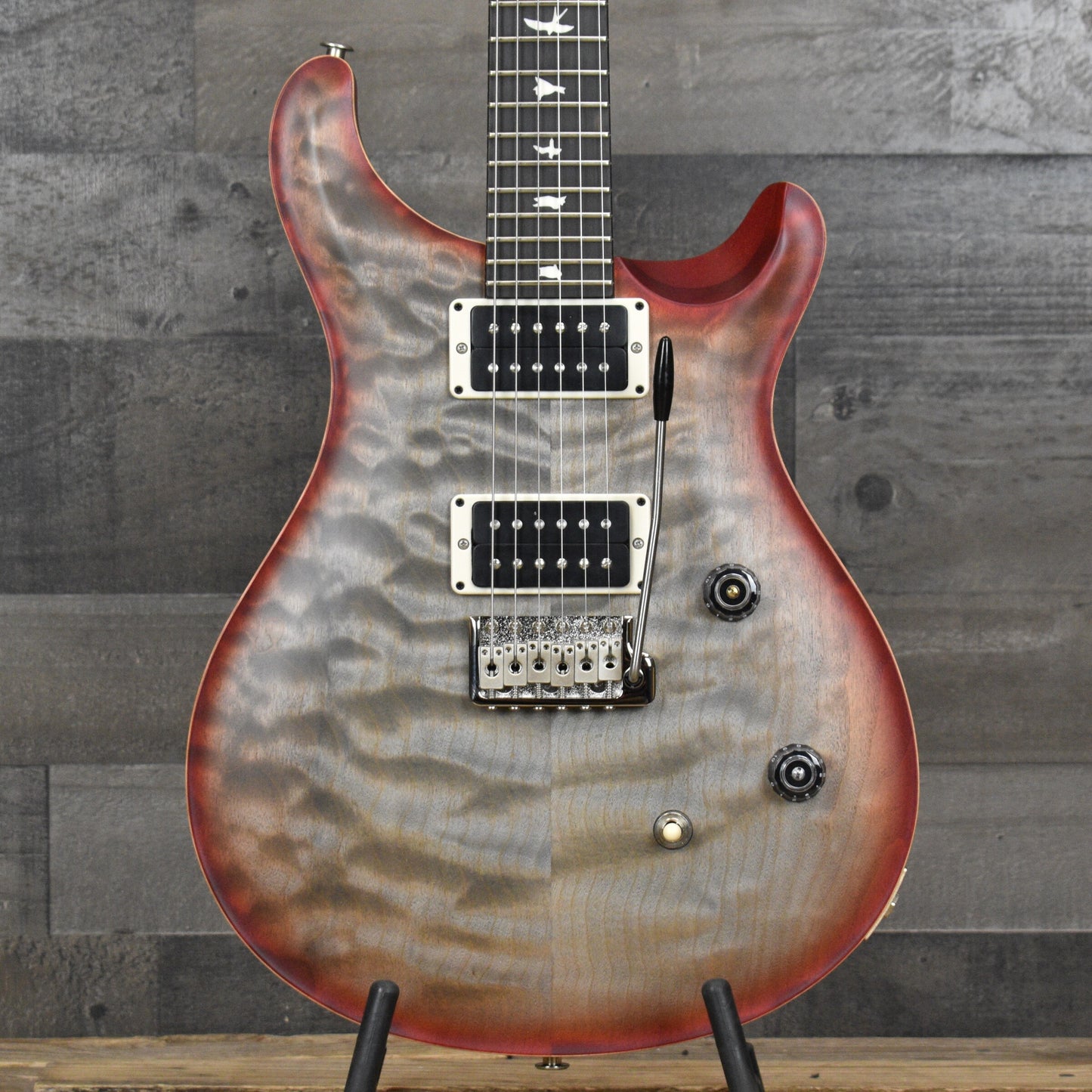PRS Wood Library CE-24 Satin Quilt Top - Faded Gray Black Cherry Burst