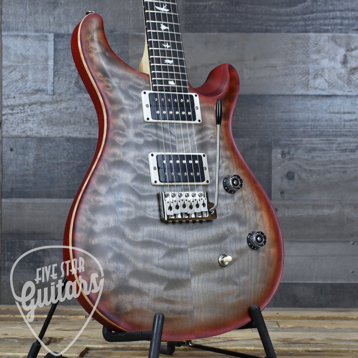 PRS Wood Library CE-24 Satin Quilt Top - Faded Gray Black Cherry Burst
