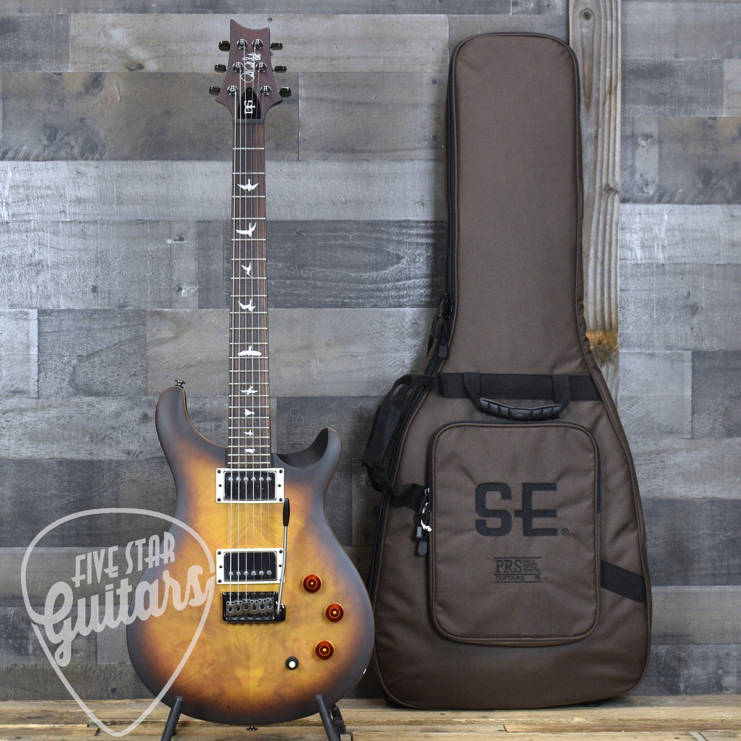 PRS SE David Grissom Laurel Burl Top - McCarty Tobacco Sunburst with Gigbag