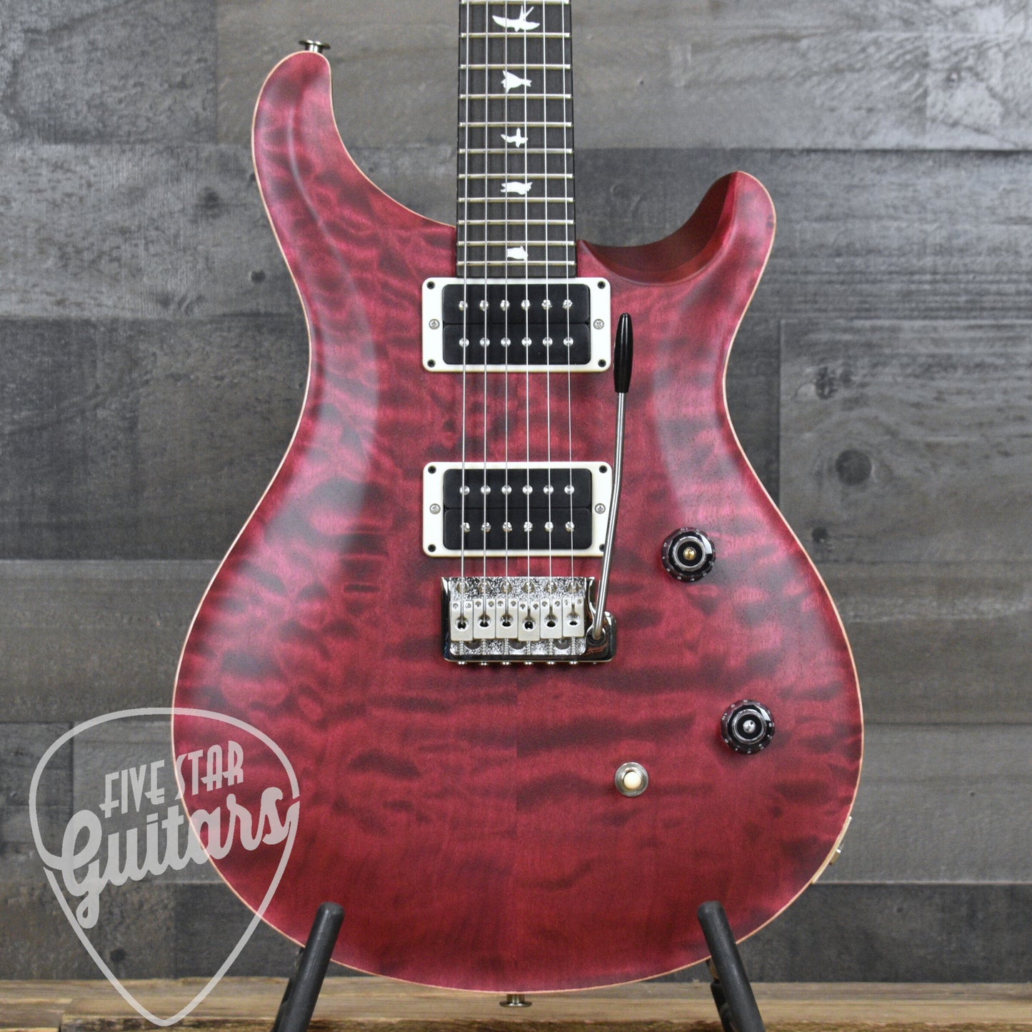 PRS Wood Library CE-24 Satin Quilt Top - Black Cherry with Gigbag