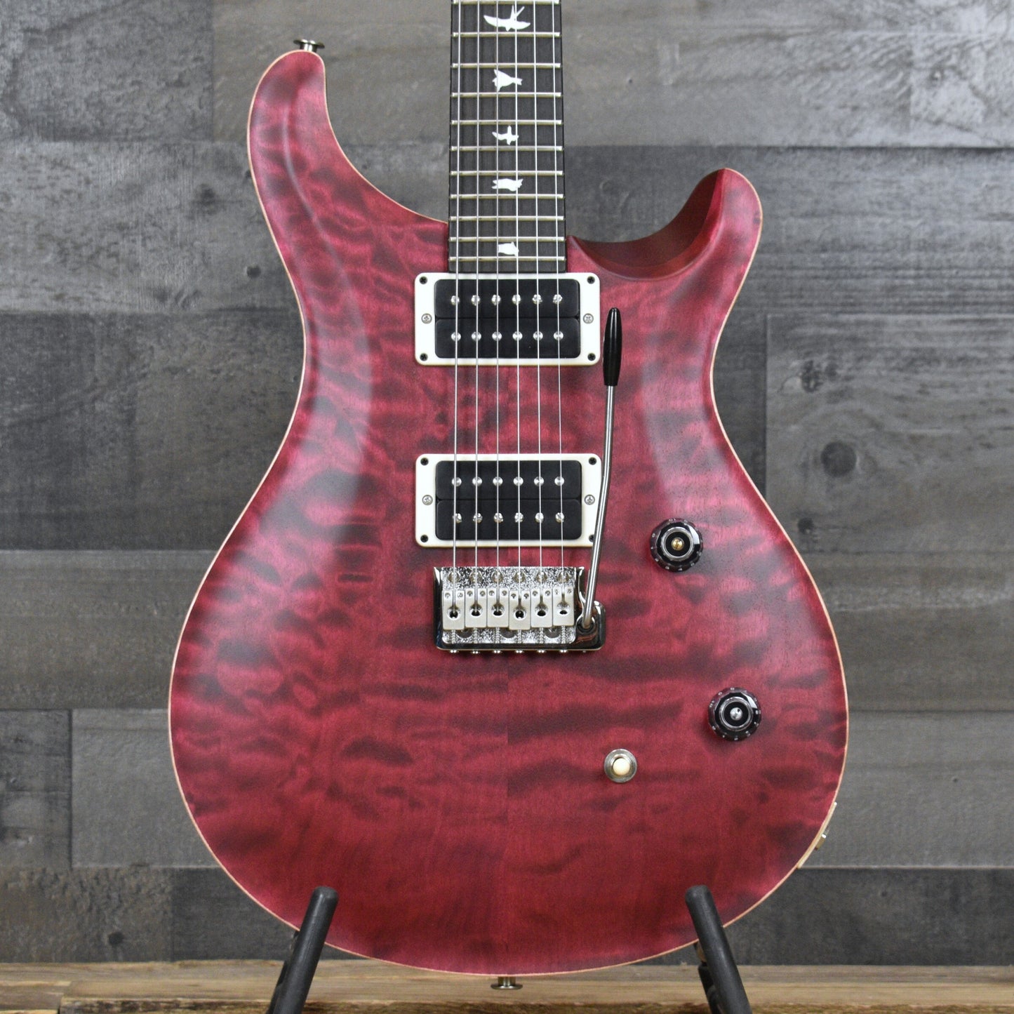 PRS Wood Library CE-24 Satin Quilt Top - Black Cherry with Gigbag