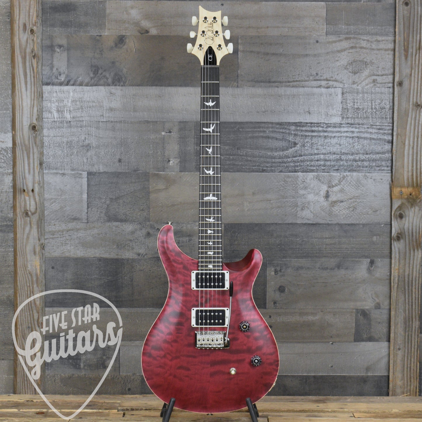PRS Wood Library CE-24 Satin Quilt Top - Black Cherry with Gigbag