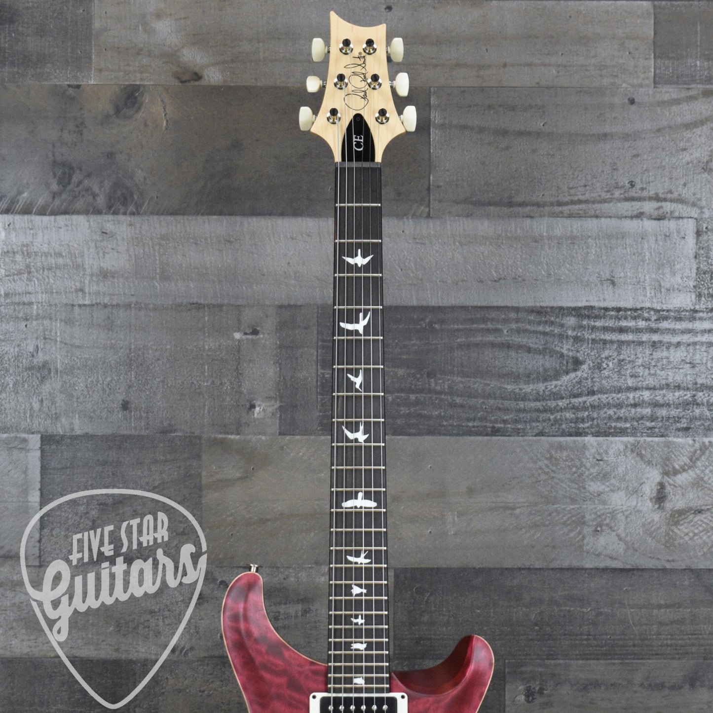 PRS Wood Library CE-24 Satin Quilt Top - Black Cherry with Gigbag