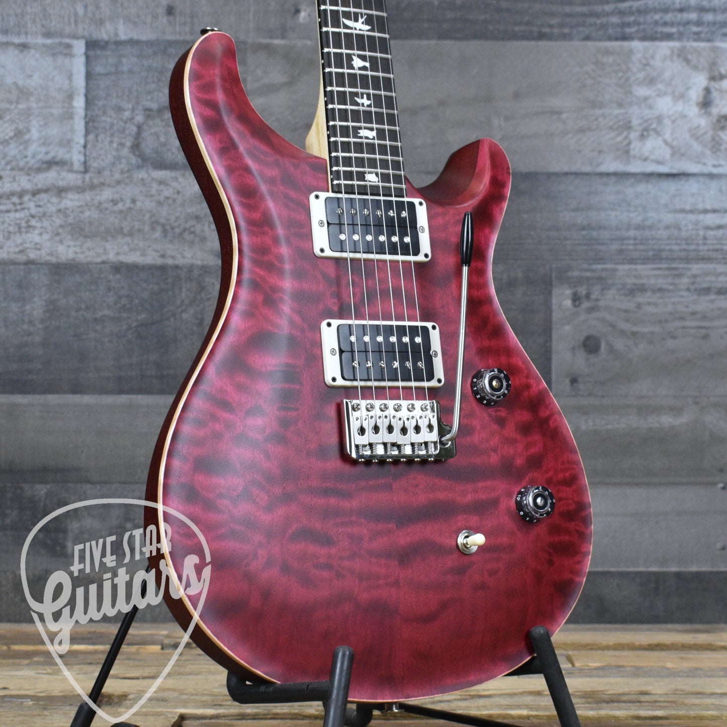 PRS Wood Library CE-24 Satin Quilt Top - Black Cherry with Gigbag