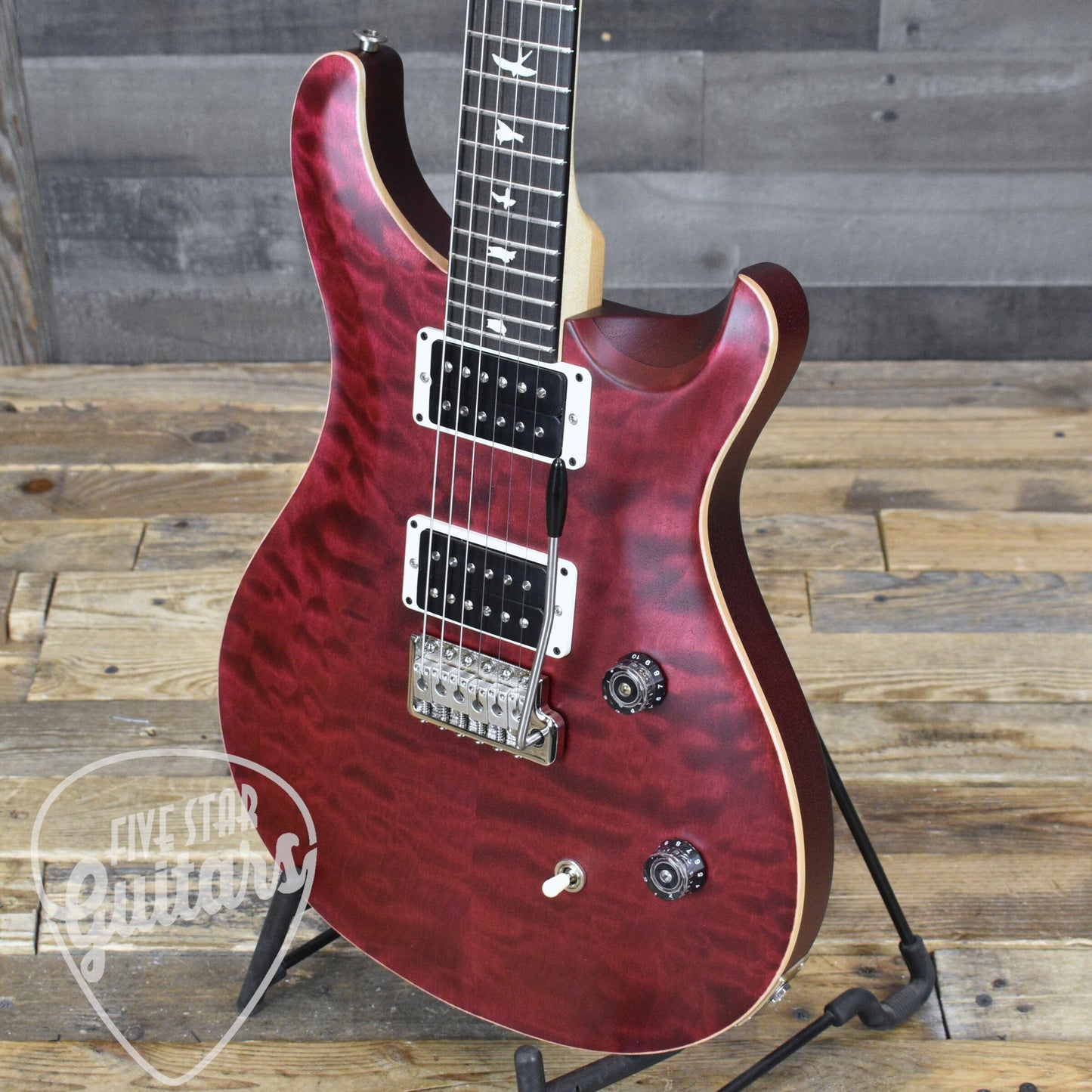 PRS Wood Library CE-24 Satin Quilt Top - Black Cherry with Gigbag