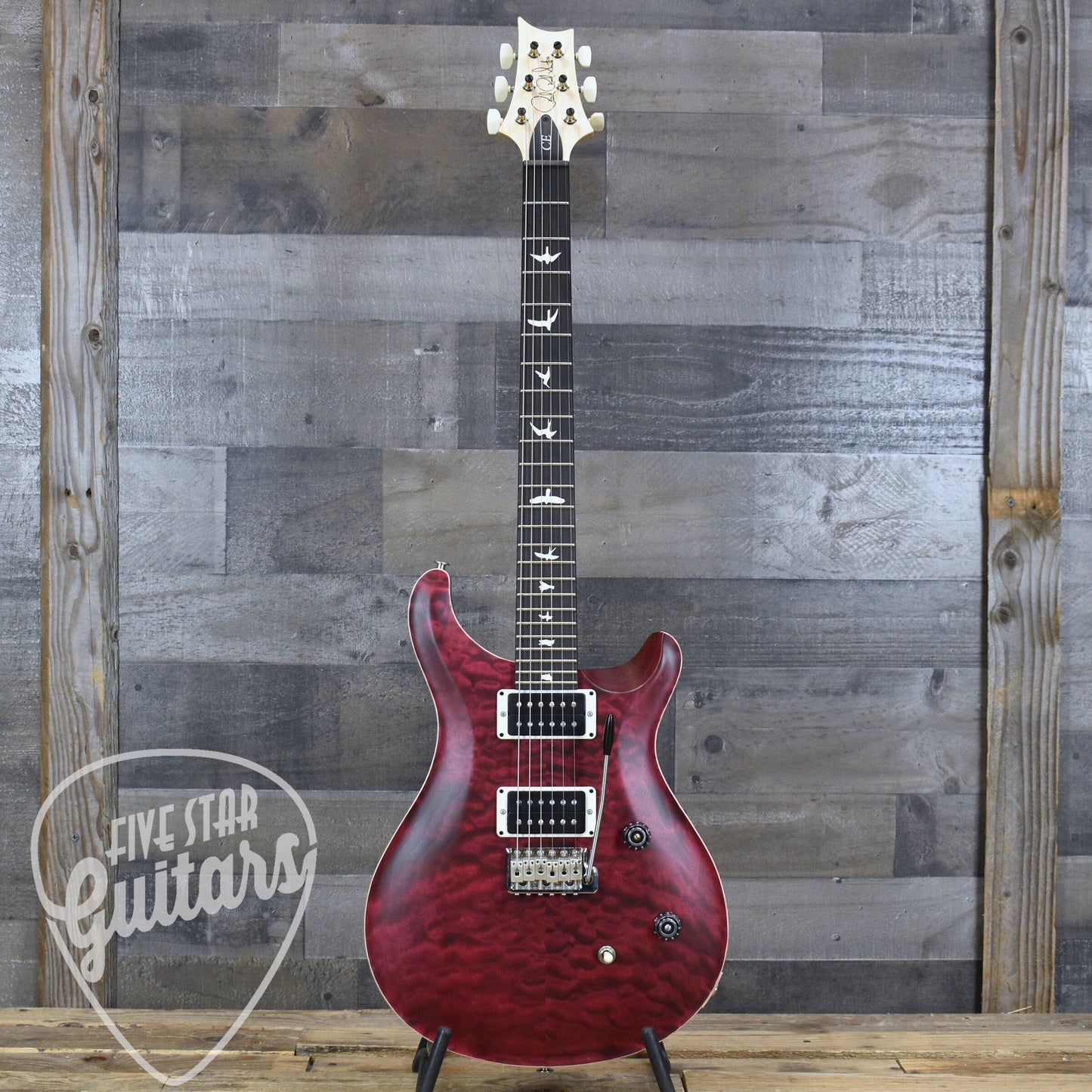 PRS Wood Library CE-24 Satin Quilt Top - Black Cherry with Gigbag