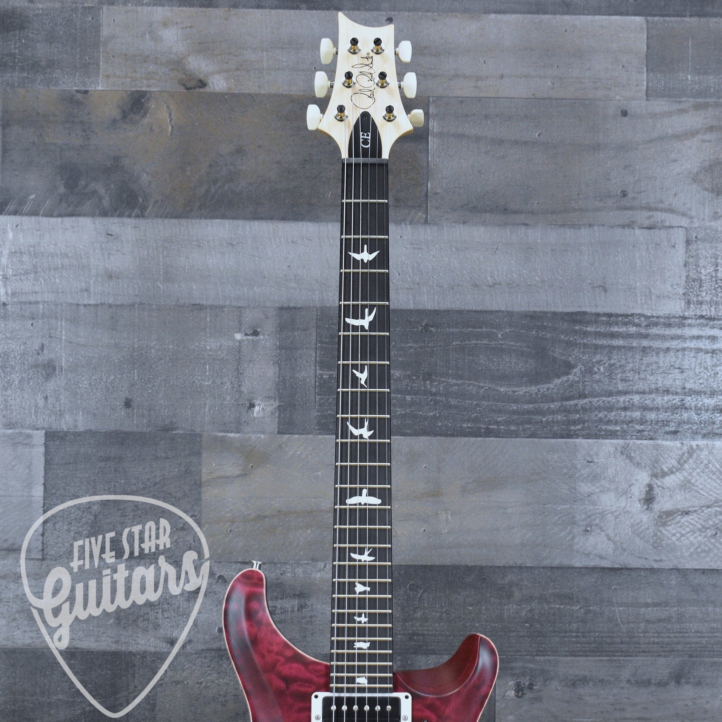 PRS Wood Library CE-24 Satin Quilt Top - Black Cherry with Gigbag